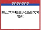 陕西艺考培训班(陕西艺考培训)