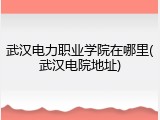 武汉电力职业学院在哪里(武汉电院地址)