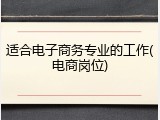 适合电子商务专业的工作(电商岗位)