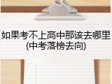 如果考不上高中那该去哪里(中考落榜去向)