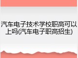 汽车电子技术学校职高可以上吗(汽车电子职高招生)