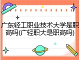 广东轻工职业技术大学是职高吗(广轻职大是职高吗)