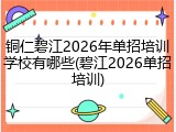 铜仁碧江2026年单招培训学校有哪些(碧江2026单招培训)