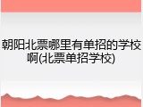 朝阳北票哪里有单招的学校啊(北票单招学校)