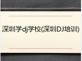 深圳学dj学校(深圳DJ培训)