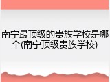 南宁最顶级的贵族学校是哪个(南宁顶级贵族学校)