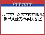 武昌实验寄宿学校在哪儿(武昌实验寄宿学校地址)
