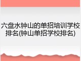 六盘水钟山的单招培训学校排名(钟山单招学校排名)