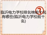 临沂电力学校排名榜前十名有哪些(临沂电力学校前十名)