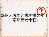 亳州艺考培训机构排名前十(亳州艺考十强)