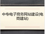 中专电子商务网站建设(电商建站)