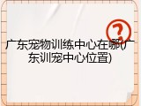 广东宠物训练中心在哪(广东训宠中心位置)