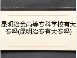 昆明冶金高等专科学校有大专吗(昆明冶专有大专吗)