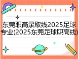 东莞职高录取线2025足球专业(2025东莞足球职高线)