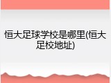 恒大足球学校是哪里(恒大足校地址)