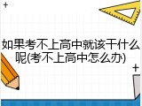 如果考不上高中就该干什么呢(考不上高中怎么办)