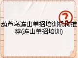 葫芦岛连山单招培训机构推荐(连山单招培训)