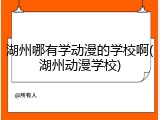 湖州哪有学动漫的学校啊(湖州动漫学校)