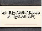 龙川县挖机培训机构排名(龙川挖机培训排行)