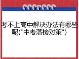 考不上高中解决办法有哪些呢("中考落榜对策")
