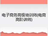电子商务高级培训师(电商高阶讲师)