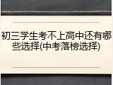 初三学生考不上高中还有哪些选择(中考落榜选择)