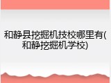 和静县挖掘机技校哪里有(和静挖掘机学校)
