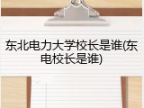 东北电力大学校长是谁(东电校长是谁)