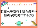 职高电子商务本科有哪些学校(职高电商本科院校)