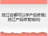 怒江在哪可以学产后修复(怒江产后修复培训)
