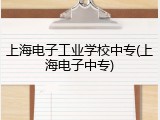 上海电子工业学校中专(上海电子中专)