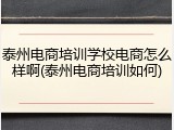 泰州电商培训学校电商怎么样啊(泰州电商培训如何)