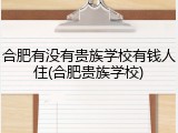合肥有没有贵族学校有钱人住(合肥贵族学校)