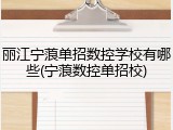 丽江宁蒗单招数控学校有哪些(宁蒗数控单招校)