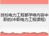 技校电力工程都学啥内容中职的(中职电力工程课程)