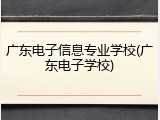 广东电子信息专业学校(广东电子学校)