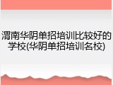 渭南华阴单招培训比较好的学校(华阴单招培训名校)