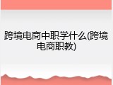 跨境电商中职学什么(跨境电商职教)