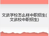 文武学校怎么样中职招生(文武校中职招生)