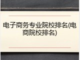 电子商务专业院校排名(电商院校排名)