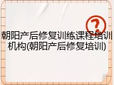 朝阳产后修复训练课程培训机构(朝阳产后修复培训)