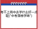 考不上高中去学什么好一点呢("中考落榜学啥")