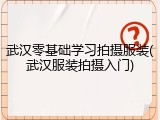 武汉零基础学习拍摄服装(武汉服装拍摄入门)