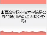 山西冶金职业技术学院是公办的吗(山西冶金职院公办吗)