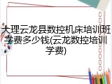 大理云龙县数控机床培训班学费多少钱(云龙数控培训学费)