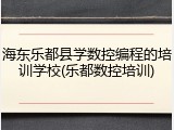 海东乐都县学数控编程的培训学校(乐都数控培训)