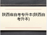 陕西省自考专升本(陕西自考升本)