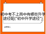 初中考不上高中有哪些升学途径呢("初中升学途径")