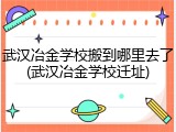 武汉冶金学校搬到哪里去了(武汉冶金学校迁址)