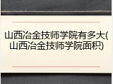 山西冶金技师学院有多大(山西冶金技师学院面积)